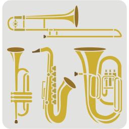 Reutilizável instrumento de sopro estêncil, saxofone, trompete, tuba, desenho trombone, instrumentos de jazz, música, 11,8x11,8" - Image 1