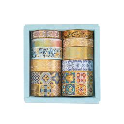 Mr Paper-Splendid Huage Série Washi Tape, 8 Design, 10 Rolado em Fita Caixa de Presente, Decoração DIY, fita adesiva criativa, Scrapbook - Image 6