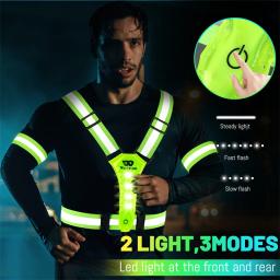 West Biking-Colete Refletivo com Luz LED, Colete Ajustável, Aviso Noturno, Carga USB, Trabalho, Pesca, Esportes, Correndo, Ciclismo - Image 1