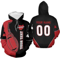 Hoodie de futebol americano personalizado com nome e número para homens e mulheres, pulôver impresso em 3D, moletom Harajuku, moda Y2K, novo - Image 3