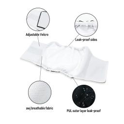 Banda de barriga lavável para cães machos, extensor e fraldas de cachorro macho absorvente alta, envoltórios reutilizáveis de cachorro masculino médio, 1pc - Image 6