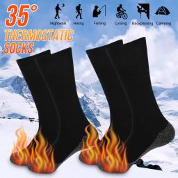 1/2 pares de inverno auto-aquecimento meias para homens mulher térmica aquecida meias elásticas anti-derrapante meias ao ar livre tubo de esqui meia pé mais quente - Image 1