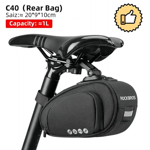 Bolsa para Selim de Bicicleta ROCKBROS: Impermeável, Resistente a Choques e Alta Capacidade com Suporte Traseiro Reflexivo para Mountain Bike e MTP