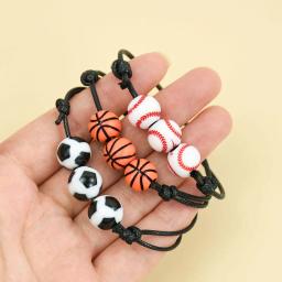 Basketball Beads Charm Bracelets, Futebol, Beisebol, Sports Theme Party Gift, Fãs, Pulseira periférica, Birthday Party Decor, 5 pcs, 10pcs - Image 3