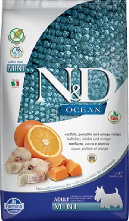 Farmina seco sem grãos de alimentos para cães pequenas raças oceano linha bacalhau com abóbora e laranja 11227, 0,8 kg - Image 1