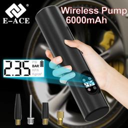 E-ACE-Inflator portátil sem fio de pneus, adequado para inflar rapidamente, baterias 6000mAh, adequado para bicicletas, motocicletas e carros - Image 1