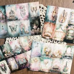 Tema rosa Scrapbook Cards Set, Perfeito para Jornal Suprimentos, Artes Artesanato, Scrapbooking Suprimentos, Artesanato DIY, 12 Cartões + 32 Adesivos, 44Pcs - Image 2
