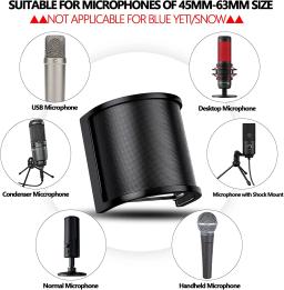 PEMOTech-Handheld Mic Escudo, Filtro Pop, Malha De Metal, Espuma E Camada De Etamine, Microfone Tampa Do Pára-brisas, 3 Camadas, Atualizado - Image 6