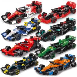 Série de campeões de velocidade clássico fórmula 1 corrida esportes carro modelo técnica supercar blocos de construção conjunto moc tijolos brinquedos para crianças - Image 1