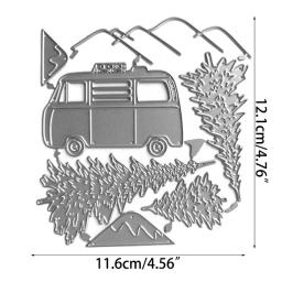 Carro e árvore de corte dados natal tema gravação morrer cortes para diy scrapbooking álbum artesanato cartão de natal fazendo - Image 6