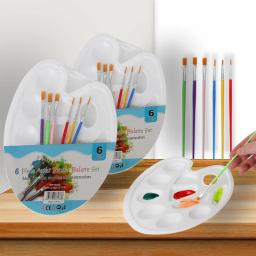 Pincel De Pincel De Tinta Acrílica Paleta Set, Escovas De Cabelo De Nylon, Aquarela Pincéis De Arte, Material Escolar, Desenhar Presentes, 7Pcs - Image 1
