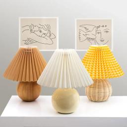 Luminária de mesa dobrável led, luminária de mesa moderna para o quarto, em rattan e madeira, ideal para estudo, leitura e decoração da casa - Image 2