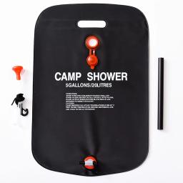 Portátil solar aquecida chuveiro saco com mangueira, PVC banho água saco, Camping suprimentos, 20L - Image 5