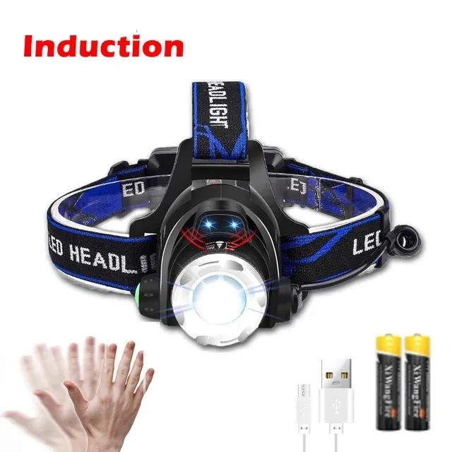 Farol de Indução LED USB/DC Recarregável Liga de Alumínio 1000 Lumens