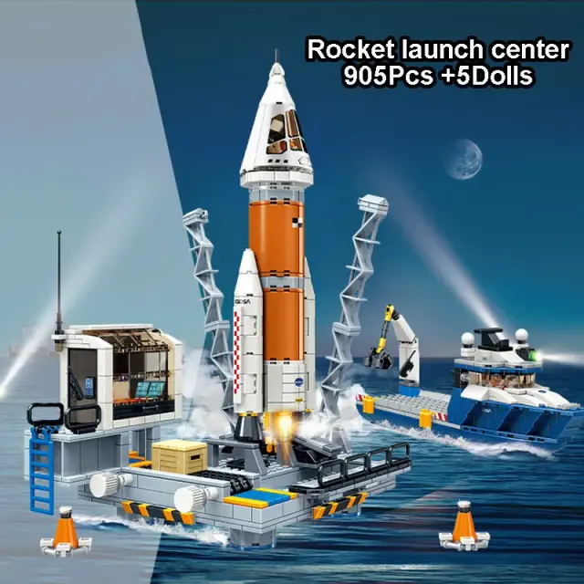 Brinquedo de Blocos de Construção: Transporte de Satélite e Foguete para Crianças Astronautas