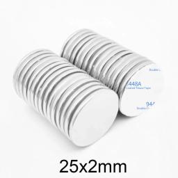 Ímã magnético poderoso redondo do neodímio, 3M fita adesiva dupla face, 25x2mm, 25x2mm - Image 4