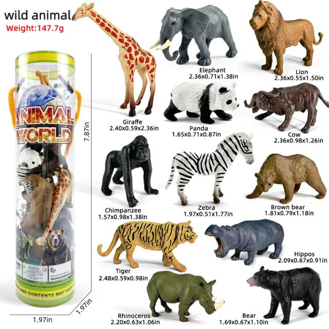 Coleção de Figuras de Ação de Animais Selvagens em PVC: Leão, Tigre, Girafa e Elefante - 12 Estatuetas Perfeitas para Presentes de Natal e Brincadeiras Infantis
