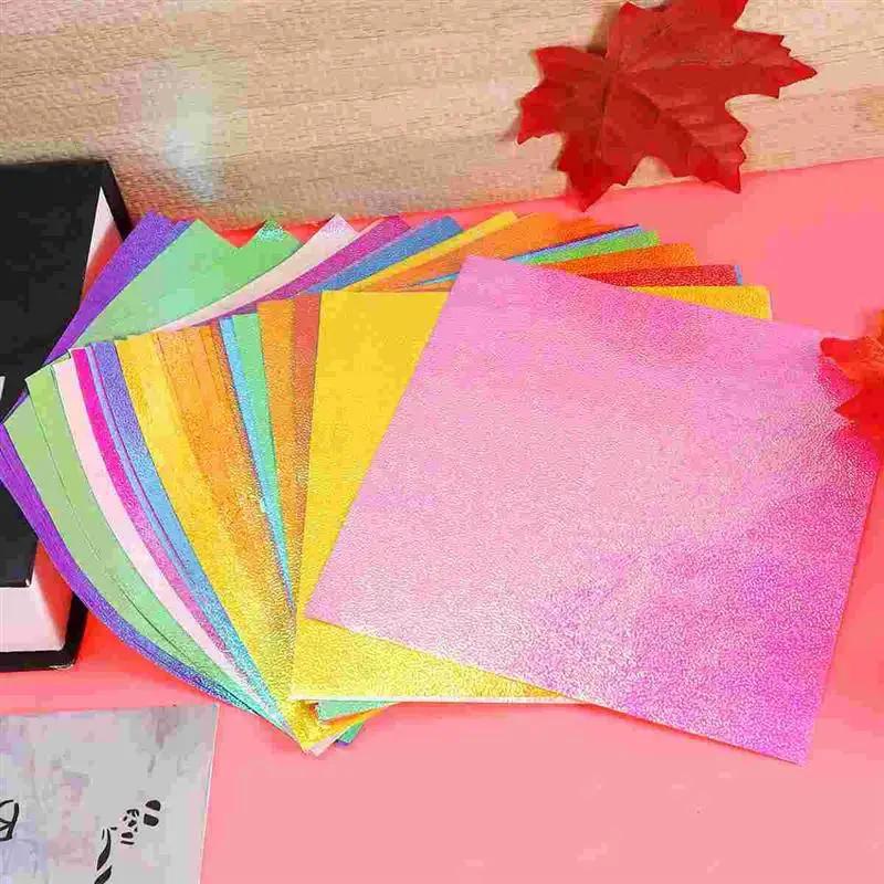 50 peças de papel colorido para artesanato diy e projetos de arte papel iridescente quadrado brilhante dobrável (15cm 10 cores) - Image 1