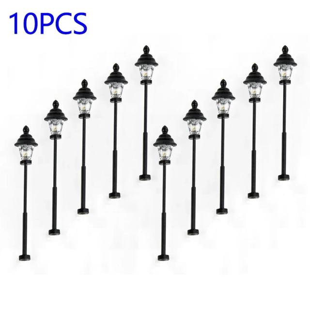 Conjunto de 10 Lanternas LED para Modelo Ferroviário em Escala N 1:160 - Decoração para Parques e Layouts de Construção