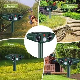 1pc Ultrasonic Repelente Animal Cat Dog Repelente Solar Powered Jardim Recarregável Impermeável Animal Deterrent Para Farm Yard - Image 3