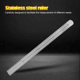 Régua Reta Dupla Lateral em Aço Inoxidável, Ferramenta de Medição de Precisão, Metal, Centímetro, Escala Inche, 15 cm, 20 cm, 30 cm, 40 cm, 50cm - Image 2