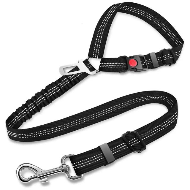 Cinto de Segurança Retrátil 3 em 1 para Cães - Cinto Refletivo de Nylon Elástico para Veículos