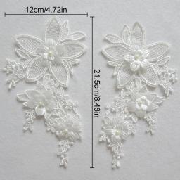 3d laço applique com pérolas e applique, 1 par, acessórios artesanais, para costura, decoração, vestido de noiva, diy - Image 6