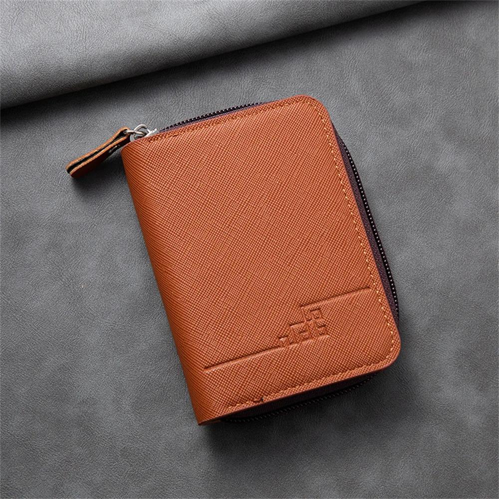 Porta-cartão de couro PU masculino, bolsa de crédito, carteira com zíper, moda, novo, 2023 - Image 1