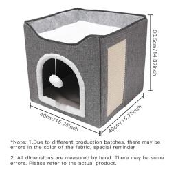 Ninho de cama para gatos, casa dobrável para caverna de gatinho, camada dupla, casinha quente de inverno com almofada para arranhões - Image 4