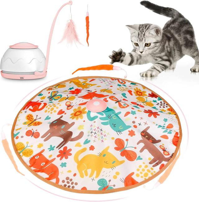 Brinquedo Interativo Elétrico para Gatos com Carregamento USB e Rotação 360: Quebra-Cabeça Estimulante e Arranhador Inteligente