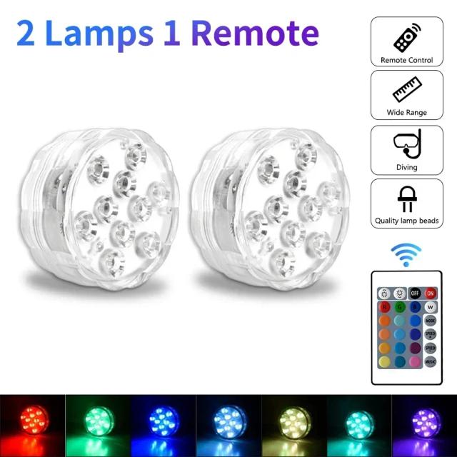 Iluminação Subaquática RGB com Ventosas Magnéticas para Tanques de Peixes - Luzes de Crescimento para Plantas com 10 LEDs e 16 Cores