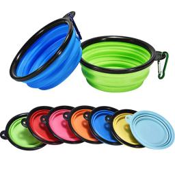 Tigela de estimação dobrável com mosquetão, Dog Bowl, Camping ao ar livre, Viagem, Suprimentos dobráveis portáteis, Pratos para gato, Tigela de comida e água - Image 1