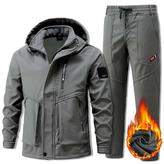 Terno Tático de Inverno Masculino Camuflado com Capuz - Conjunto de 2 Peças