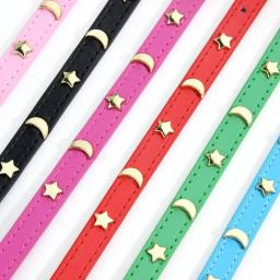 Coleiras de couro macio, colar bonito do gato, cão pequeno, gatinho, colar do filhote de cachorro, estrela, lua, rebites decoração, XS-M - Image 3