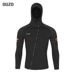 Camisola de mergulho com capuz neoprene masculina, jaqueta de manga comprida, proteção solar, antimedusas, surf, natação, traje, 1,5mm, divisão - Image 1