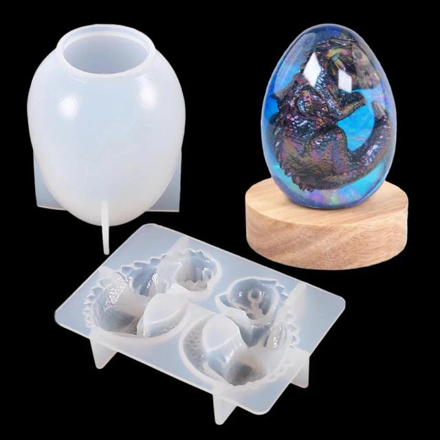 Molde de resina de silicone 3d, ovo de dragão, faça você mesmo, vela de animal de dragão, ornamentos artesanais, resina epóxi, decoração de casa