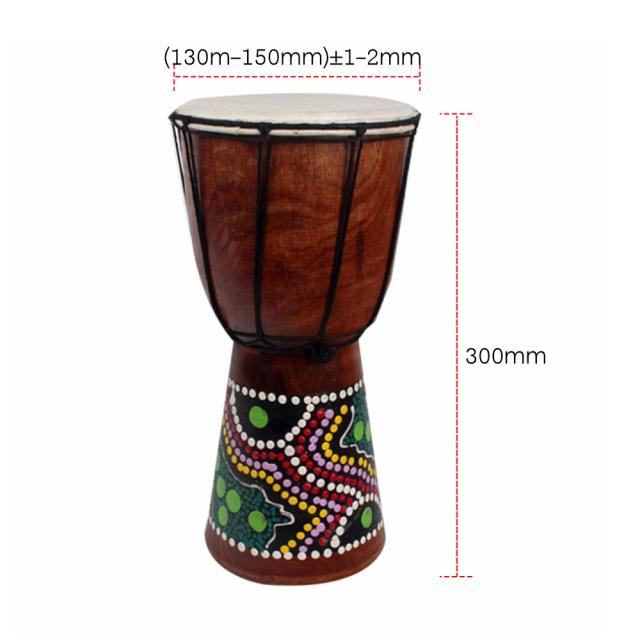 Tambor Africano Djembe Esculpido à Mão Madeira Maciça Pele de Cabra 6in