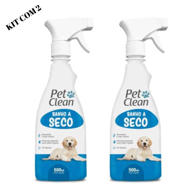Kit Banho a Seco para Pets Clan 500ml - Limpeza, Perfume e Neutralização de Mau Cheiro para Cachorros e Gatos
