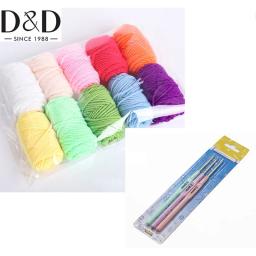 Conjunto de ferramentas de lã artesanal, DIY, 10 fios coloridos, 3 crochets artesanais criativos, Material tecido, 13 pcs - Image 3