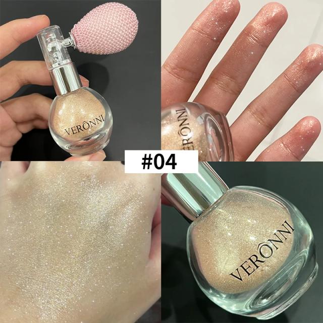 Pó Spray Diamante Highlighter Impermeável para Alto Brilho e Glitter - Bronzer Corporal e Iluminador Facial