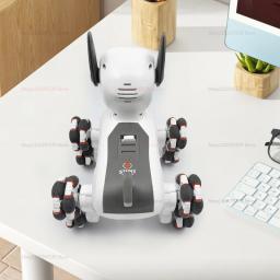 Cão Mecânico com Controle Remoto de Oito Rodas 2.4G 4WD 360 °   Cão robótico de música dinâmica com demonstração de uma tecla de rotação para crianças, animais de estimação e brinquedos - Image 4