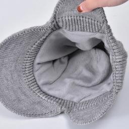 Gorros masculinos com viseira para o calor, protetores de orelha de malha de inverno, forrado de lã grossa, boné de beisebol de esqui, inverno, equitação ao ar livre - Image 5