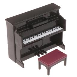 Piano requintado branco com fezes, modelo em miniatura Dollhouse, instrumento musical, brinquedos, 1:12 - Image 1