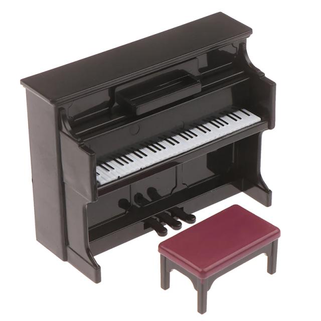 Piano Miniatura Branco Elegante com Detalhes em Fezes, Ideal para Sua Dollhouse 1:12