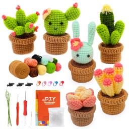 MIUSIE-Iniciante Crochet Kit, Cacto em vaso de planta, Crochet criativo, DIY Keychai Tricô, Chaveiro, Crochet Dolls Material Pack - Image 3