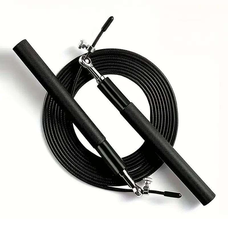 Corda de fio de alta velocidade, corda de arame, pular, corda preta, alça de alumínio, aço ajustável, fitness, treino, força, exercícios corporais - Image 1