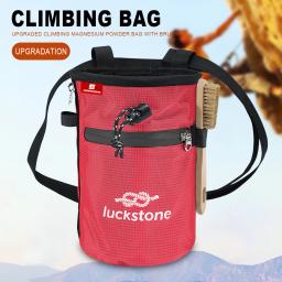 Premium Gym Chalk Bag, Escalada Chalk Bag com 2 grandes bolsos de armazenamento com zíper, escova de giz para escalada, grande presente - Image 4