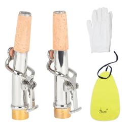 Saxofone de latão banhado a prata pescoço curvado, sax estendido pescoço curvo para tenor, alto, soprano, acessórios de substituição de madeiras - Image 2