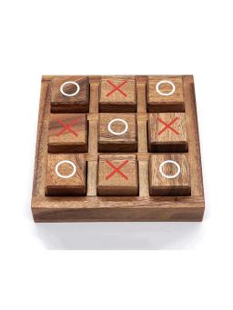 Tic tac toe de madeira clássico mesa estratégia jogos de tabuleiro cérebro teasers diversão lógica desafios família presentes viagem para crianças adultos - Image 5