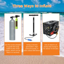 Cilindros de mergulho autônomo TUDIVING 0,5L com suporte para tanque de oxigênio reutilizável de 5 a 10 minutos, equipamento de mergulho, cilindros de respiração subaquática - Image 6